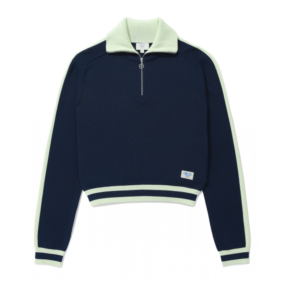 COVERNAT 女性用ハーフジップアップニットネイビー