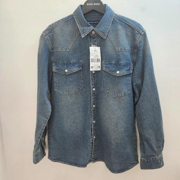 BANG BANG HC19 メンズ 秋 胸 ダブルポケット スナップボタン 厚手 ウォッシング スパンデックス デニム (S40835307)