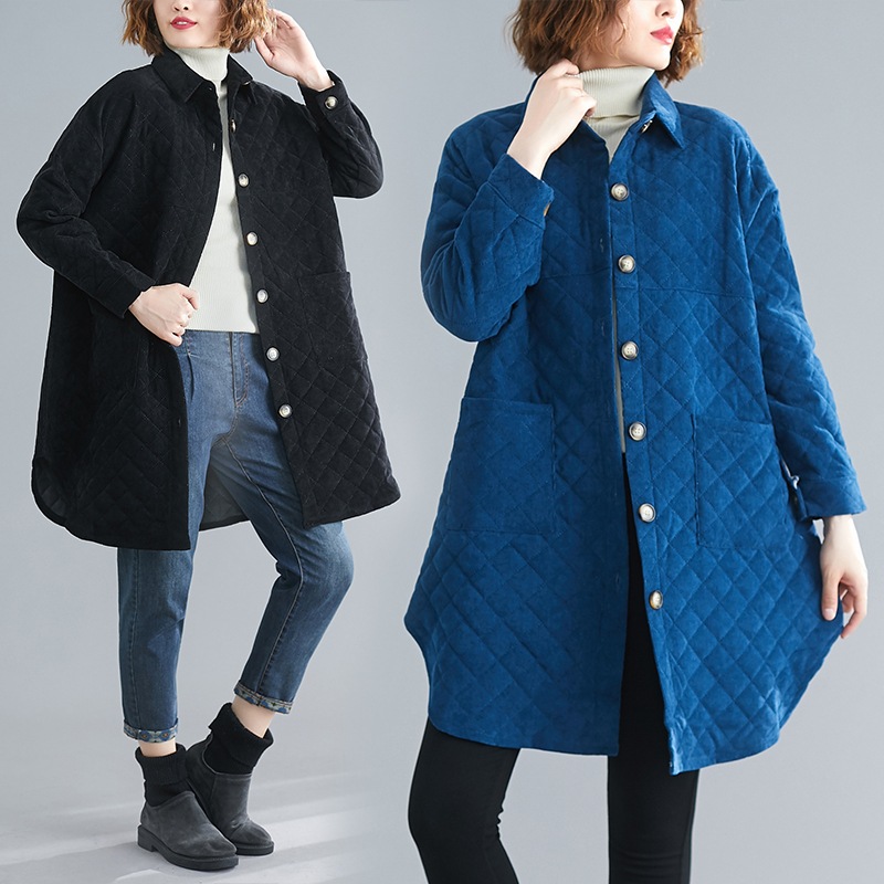 ジャケット ミディアム丈 キルティング コットン ポケット アクセント 襟付き ポイント カジュアル 4,963円