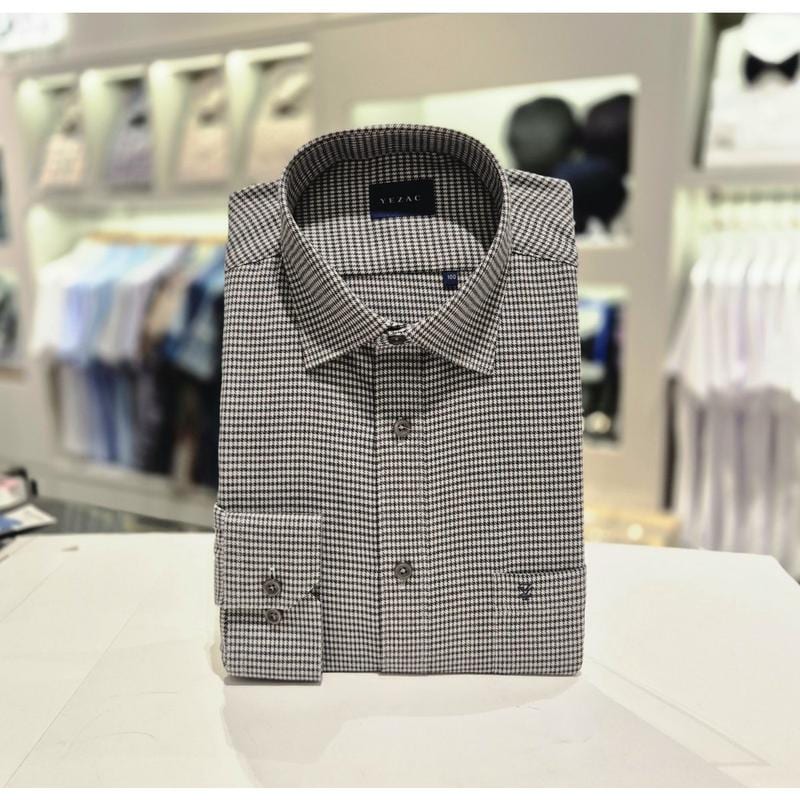 長袖レギュラーフィット起毛千鳥格子カジュアルシャツ YJEWBR128_s