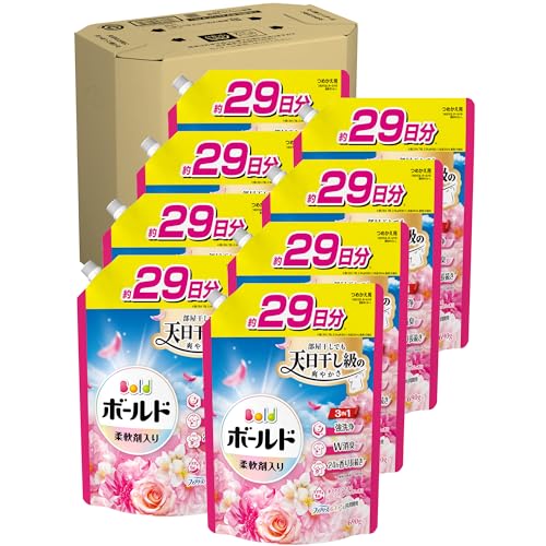 ボールド 柔軟剤入り 洗濯洗剤 液体 華やかおひさまとプレミアムブロッサムの香り 詰め替え 960g×8袋 [ケース品]