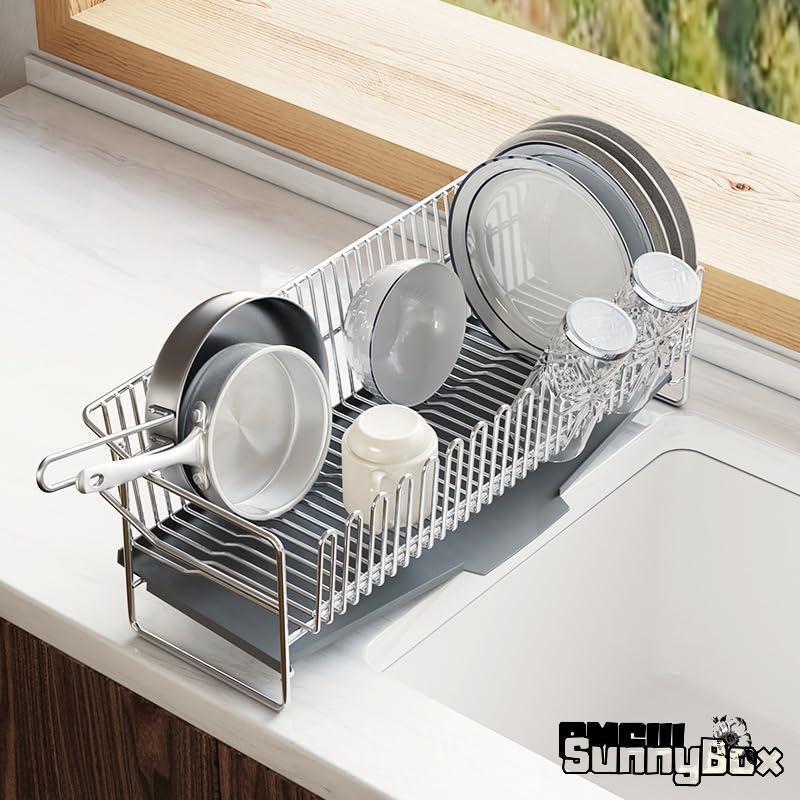現品/優良商品げ水切りラック ステンレス鋼 水切りかご スリム 幅51×奥行21×高さ18cm 容量 キッチン収納 食器乾燥 水切りバスケット 皿立て 水切りトレー