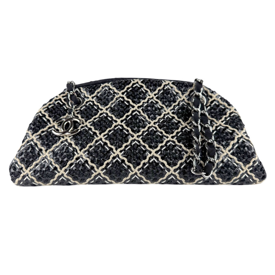 シャネル CHANEL ショルダーバッグ パテントレザー ブラック×ベージュ×ホワイト レディース z8312