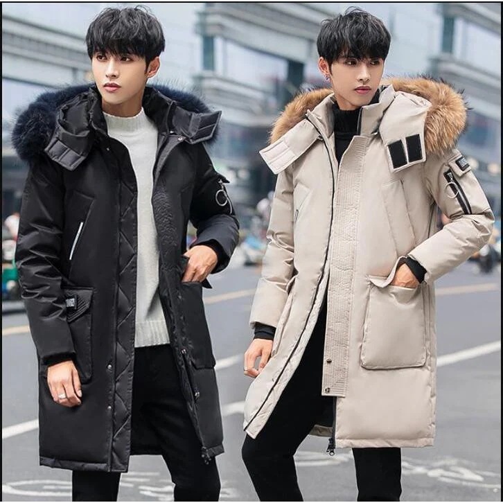 高品質 中綿 ダウンジャケット アウター 暖かい ロング丈 ダウンコート メンズ 無地 防寒 厚手 冬服/M3ＸＬ/フード付き/格好いい/無地/白/黒