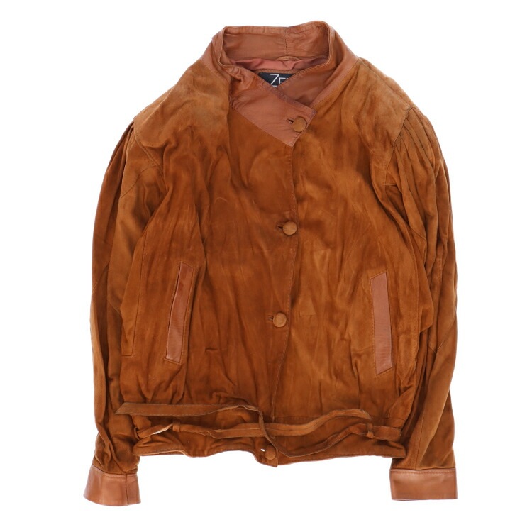 【激安 特価】【訳あり】切り替えラムレザー ZEDA パフスリーブジャケット キャメルブラウン 送料無料 レディース ギフト プレゼント
