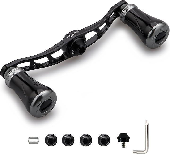 リール ハンドル 19mm ノブ搭載 シマノ SHIMANO ダイワ DAIWA アブ Abu 通用 ベイトリール Arch Pillar 912(90mm - ブラック＆ガンメタル)