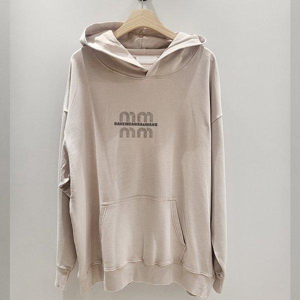 メンズ MM オーバーフィット ピグメント フード付き Tシャツ BT-TSA-Q007-ライトベージュ