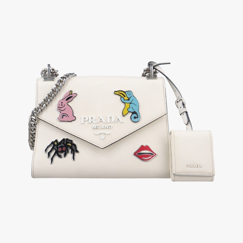 モノクローム ロボット ホワイト サフィアーノレザー 1BD127 7/D中古