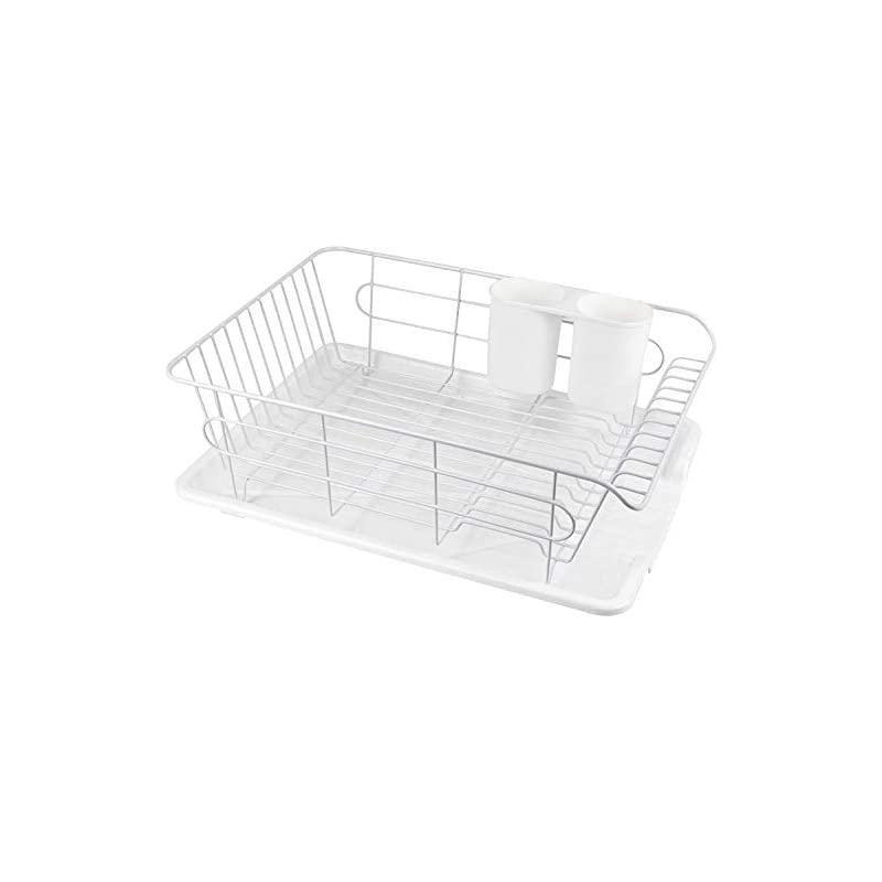 【即納】パール金属 食器 水切り かご 水が流れる トレー付 ヨコ置き タイプ ホワイト 白 アルデオ HB-3466