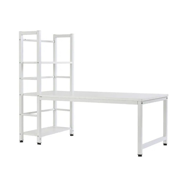 831【新品登場】【ホワイト】H型PCデスク ロータイプ一体型 ラック付き デスク ワークデスク 木製 学習デスク