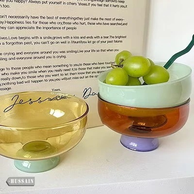 【1つ買うと10つ無料】BWLミニマリズム足ありガラスボウル 学生 通学スプーン付き 耐熱 ガラス アイスクリームボウル ヨーグルトプリン フルーツボウル ブレックファストカップ インスタ映え