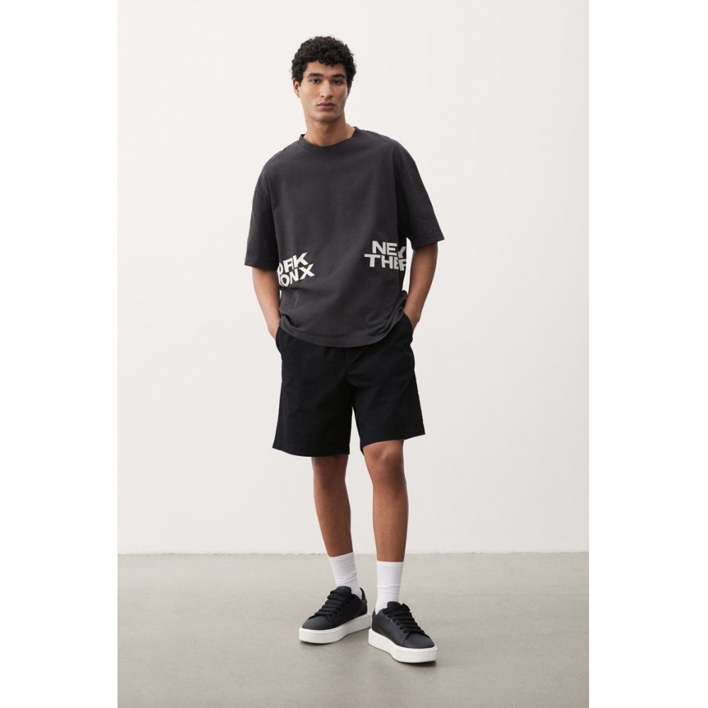 H&M キャンバスショーツ レギュラーフィット ブラック