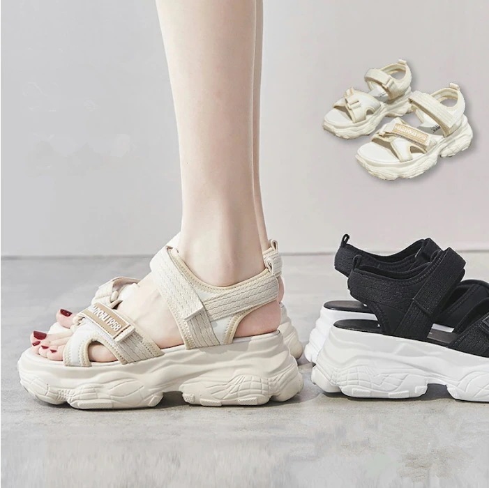 【即納】歩きやすい 通気 サマー スニーカーサンダル 厚底 スポサン ウェッジソール ダッドシューズ スポーツサンダル 歩きやすい 軽量 レディース 厚底サンダル