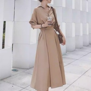 レディース スカート ワンピース 長袖 Vネック フェミニン ウエストマーク コンサバ ボタン 大人可愛い きれいめ シンプル カジュアル 上品 おしゃれ レトロ こなれ感 ラフ ボーイッシュ