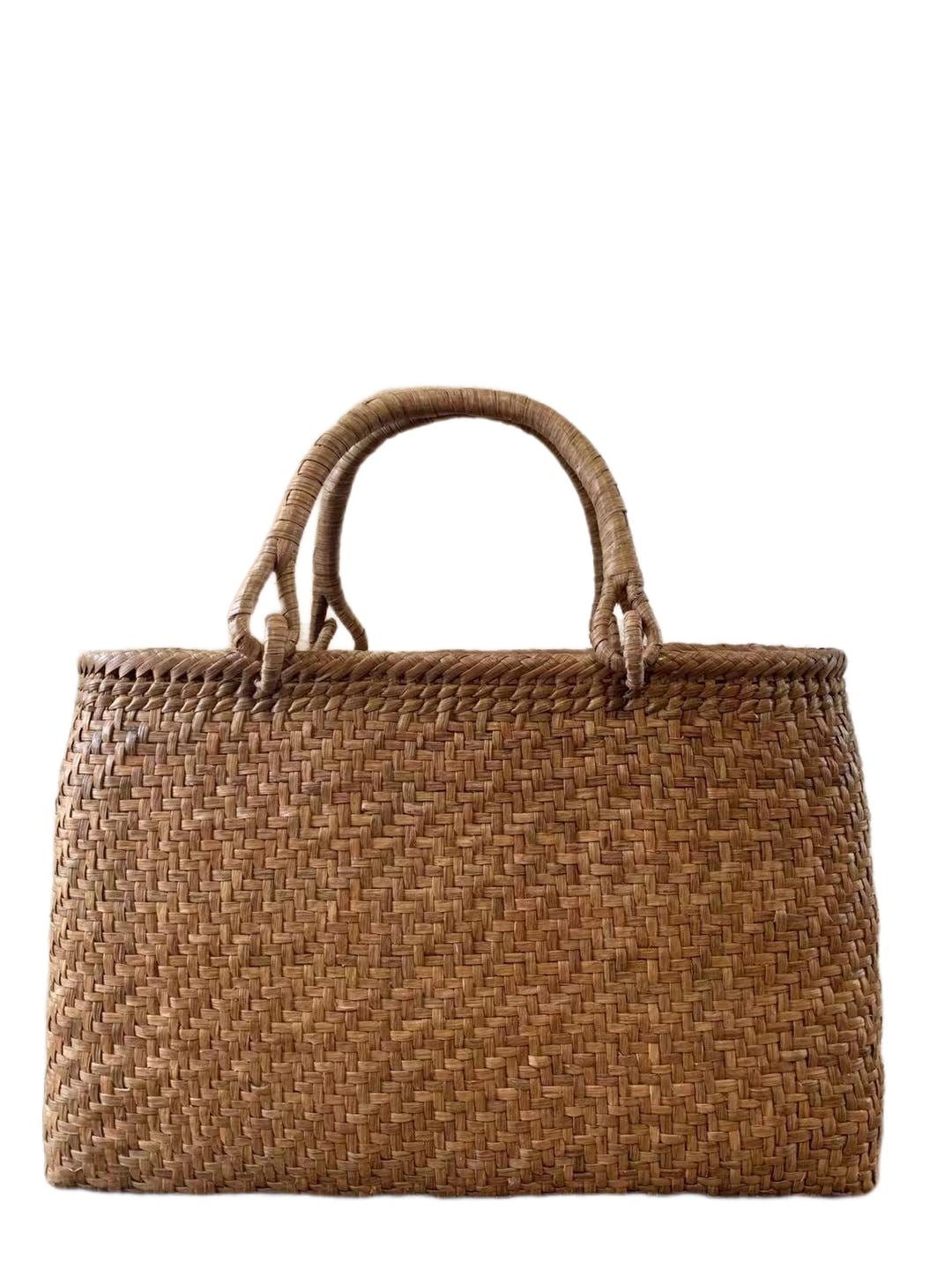 山葡萄 山葡萄かごバッグ 手作り 籠バッグ 網代編み 細ひご 内布あり (約)幅33本体高さ21.5マチ10cm