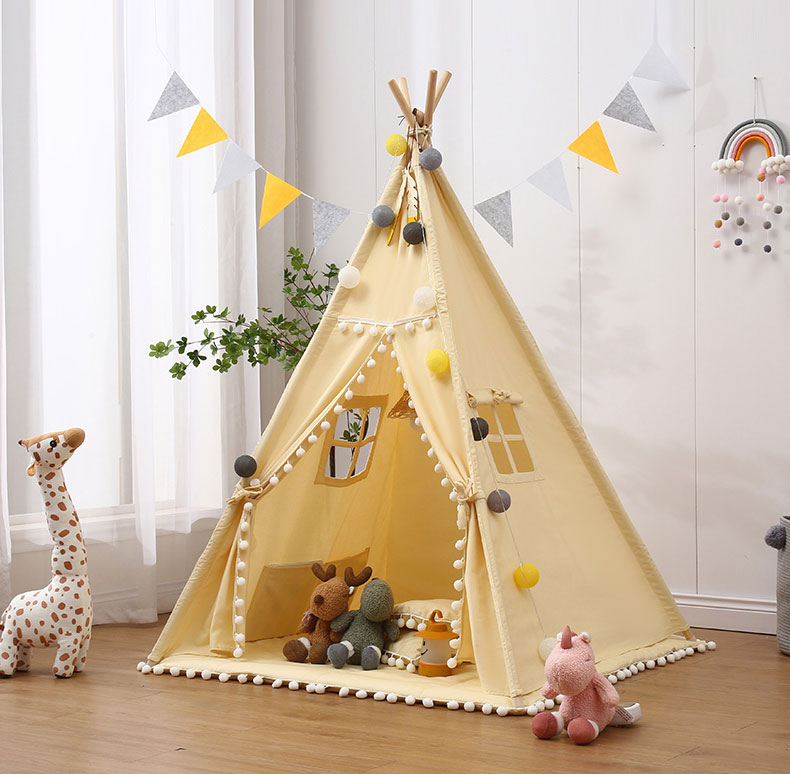 キッズテント室内 テントハウス キッズハウス 北欧風子供テントベッドの上の家庭用インディアンの遊び場小さな城