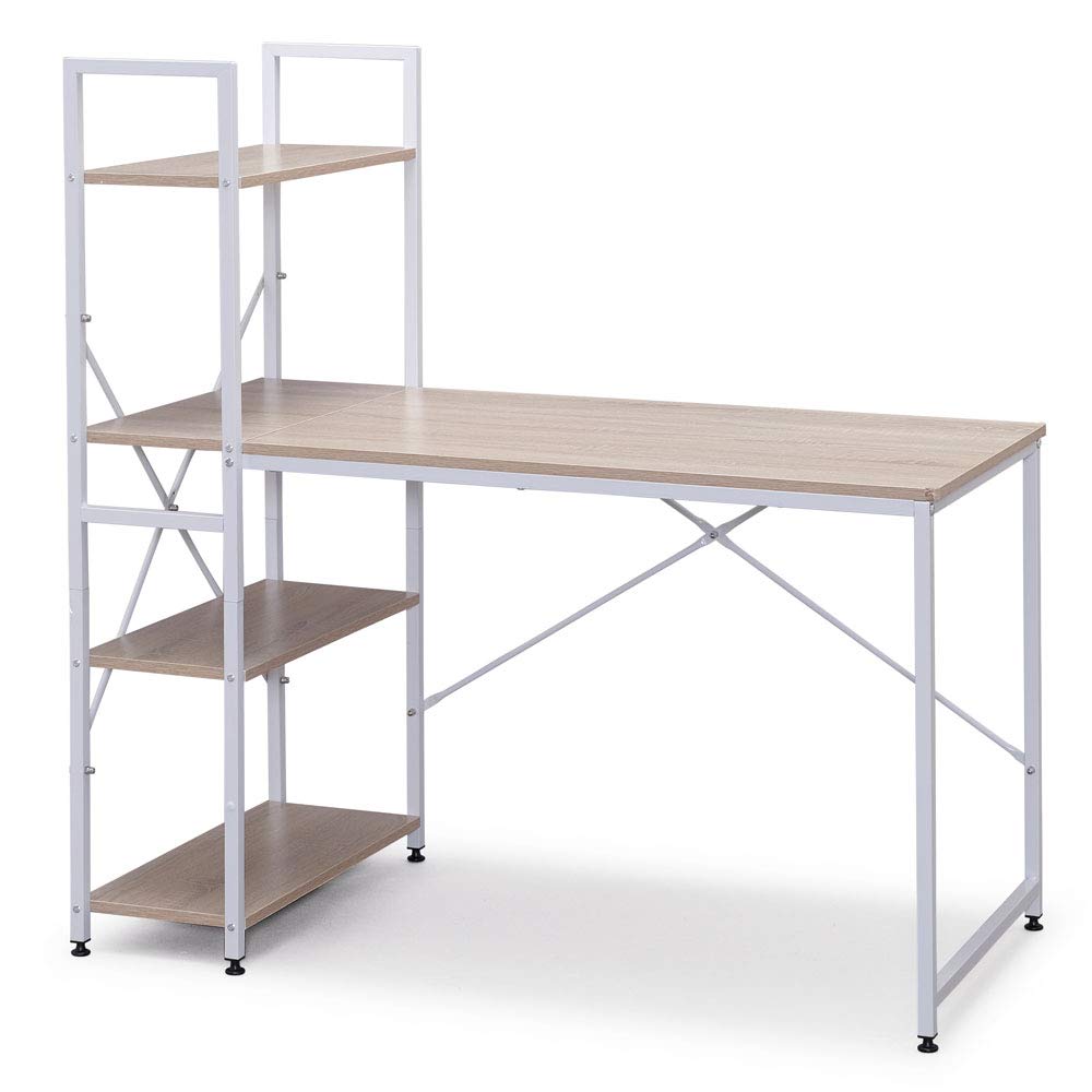 アイリスオーヤマ 机 デスク パソコンデスク PCデスク pcデスク ラック付き 勉強机 ワークデスク 1200×620 RDK1262 ライトナチュラル/ホワイト 9,635円