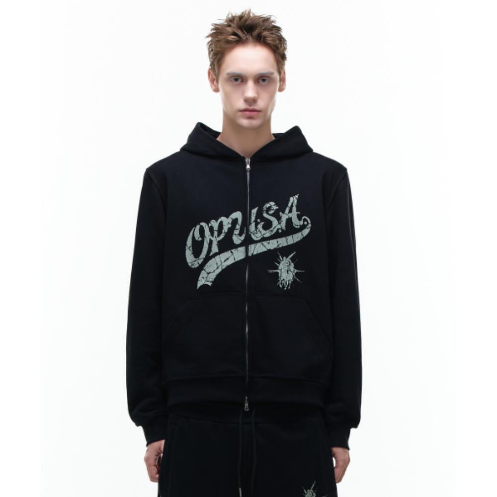 OPUS0012 Op 07 BREEDBLACK HOODZIP BLACK OP5B2R1210BLK