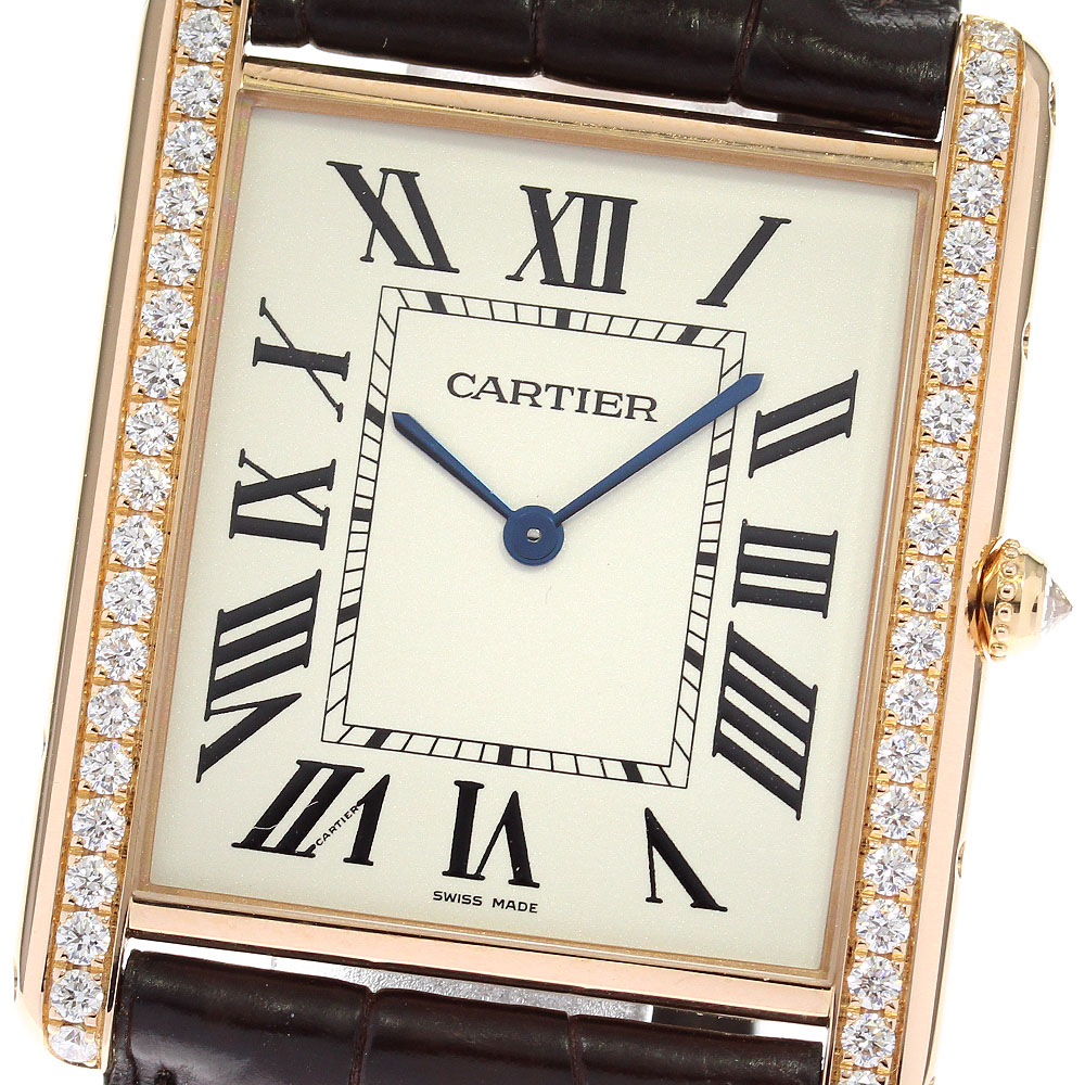 カルティエ CARTIER WT200005 タンクルイXL K18PG サイドダイヤ 手巻き メンズ _816607【中古】