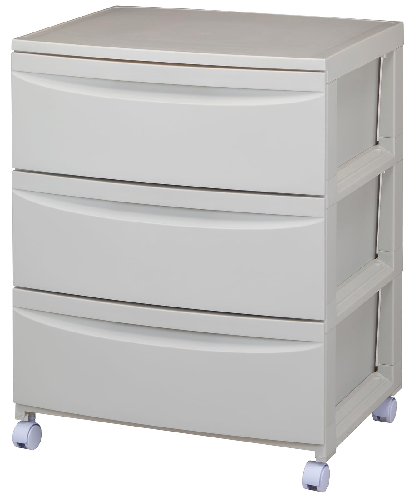 ルーセント543Mベージュキャスター付きワイド3段チェスト