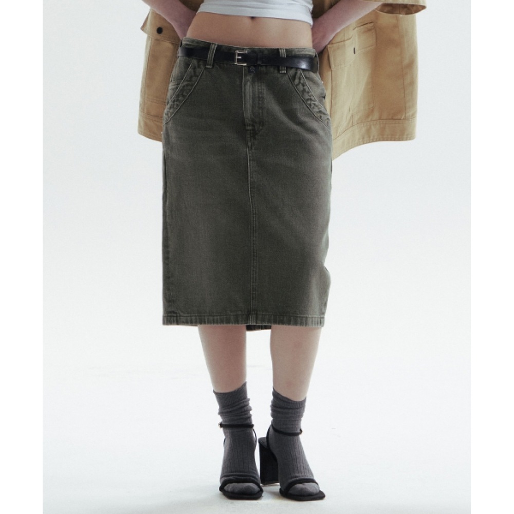 CHOWOO ミディスカート-グリーン(女) 3ハンドル