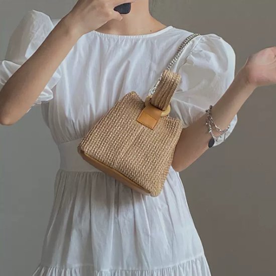 ハンドバッグ レディース 鞄 かばん ショルダーバッグ 2WAY チェーン ストローバッグ ナチュラル 小さめ コンパクト カジュアル お出かけ おしゃれ 肩掛けバッグ ハンドバッグ レディース