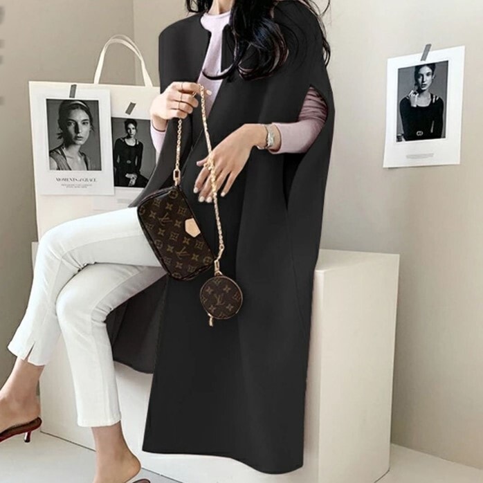 コート ロングコート ドルマンスリーブ 体型カバー マント 韓国 レディース オルチャン 着回し きれいめ シンプル 存在感 主役級 個性的 こなれ感 グレー 黒 ブラック ピンク 5,432円