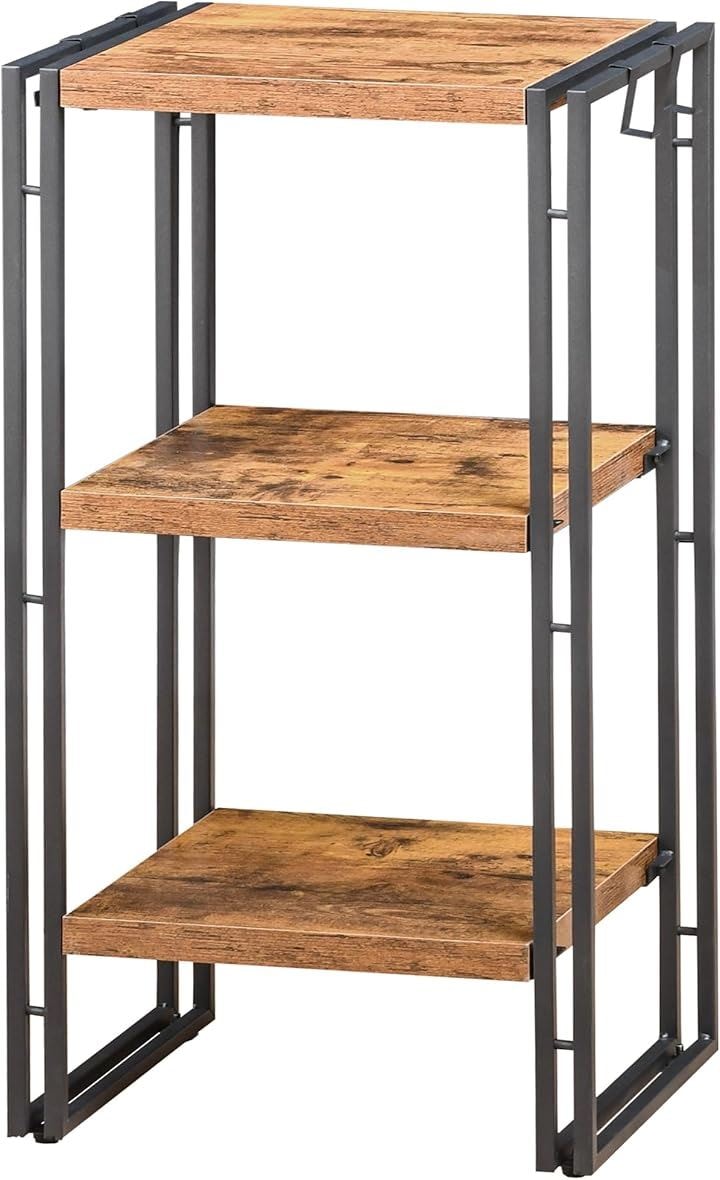 ラック オープンシェルフ 3段 木製 収納 本棚 オープンラック キッチンラック リビングラック おしゃれ 北欧 木目調 組立簡単 ディスプレイラック( A古木色, H3-幅40)
