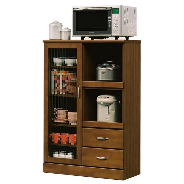 日本製 カントリー調 天然木 レンジボード 80cm幅 ブラウン 完成品 レンジ台 キッチンボード 家電収納 キッチン収納