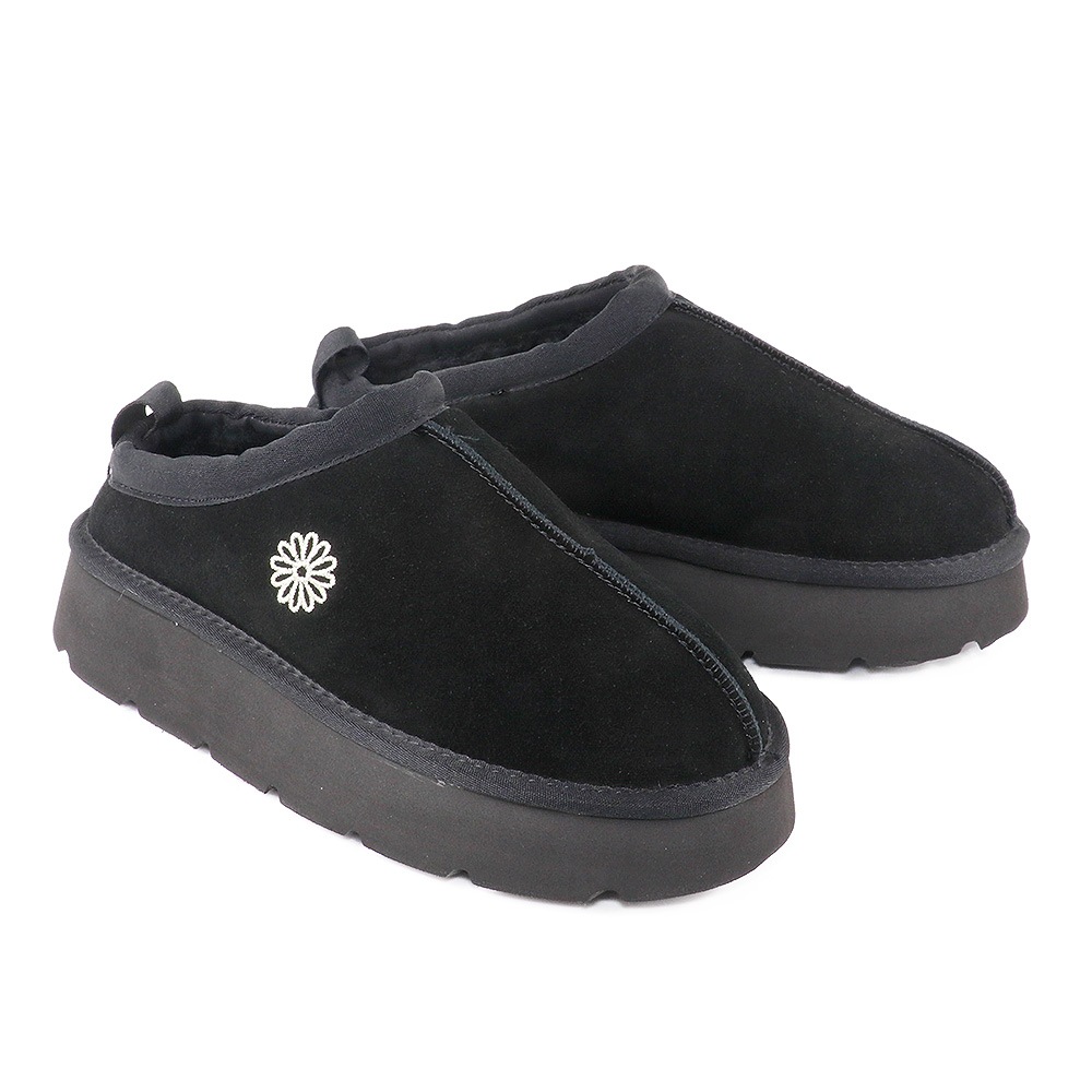 シューズ スリッポン CLASSIQUE MULE BLACK スエード シープスキン ムートン 刺繍 レディース 韓国