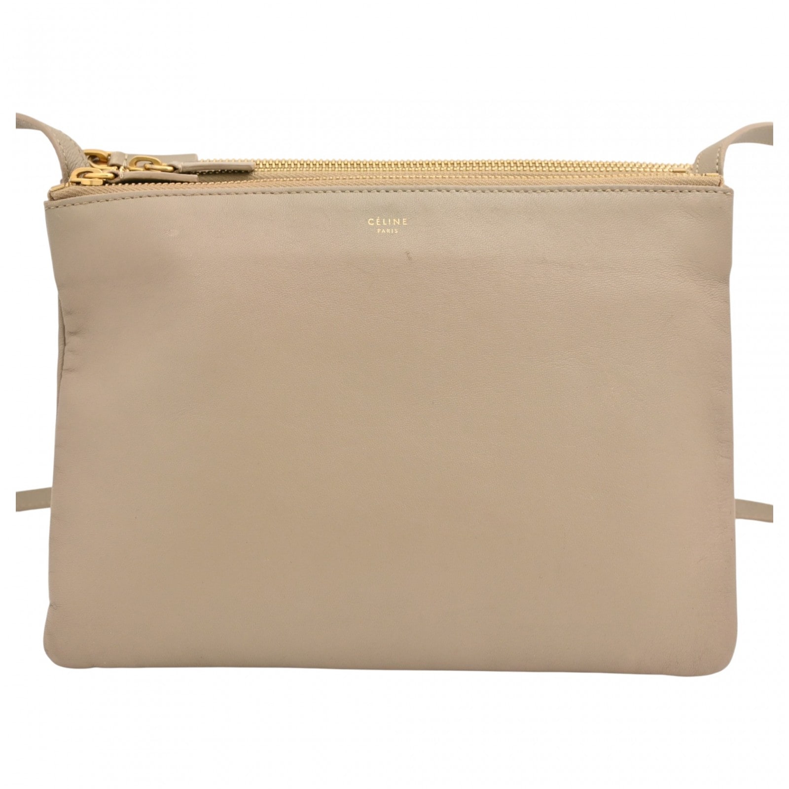 セリーヌ トリオ ラージ ショルダーバッグ グレージュ Bランク ce2329cb