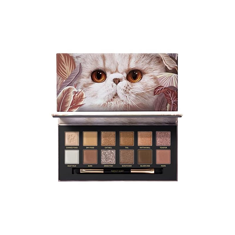 PERFECT DIARY パーフェクトダイアリー 動物アイシャドウパレット (1.2gx12色) (猫 ブラウン)