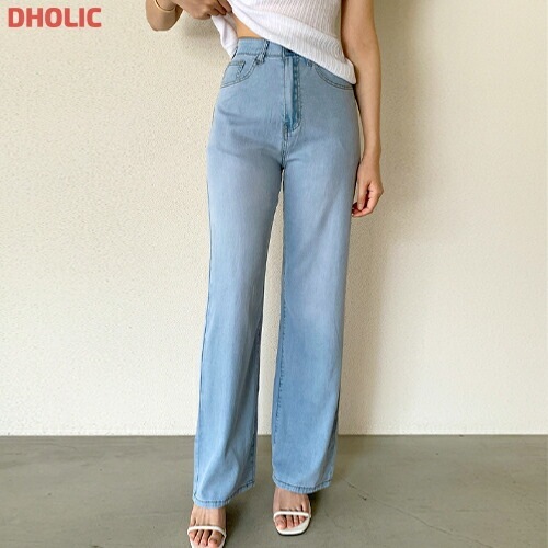 [メガ割りSALE][選べる丈]ウエストゴムストレートワイドデニムパンツ