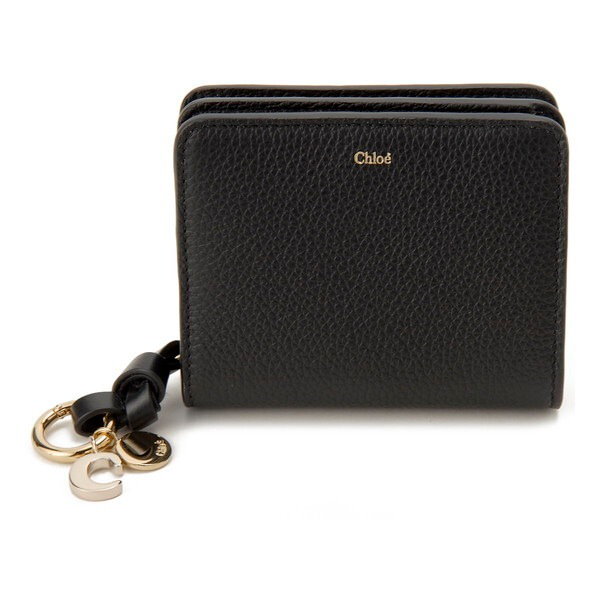 【外装美品】Chloé クロエホースチャーム 二つ折り長財布 黒 Qoo10] Chloe クロエ 二つ折り財布 ブラック CHC2