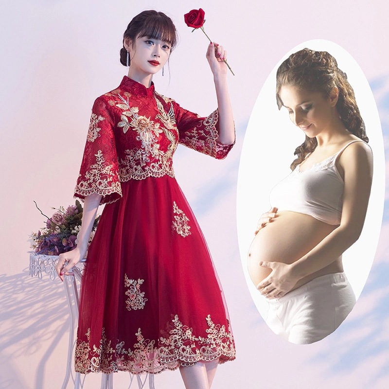 花嫁服2025秋と冬のミディアムレングスの結婚式の女性は通常カジュアルドレスとドレスを着ることができます