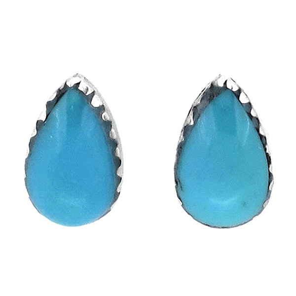 ターコイズ スタッズピアス 2P 両耳用 トルコ石 ネイティブ 石 ドロップ ペアシェイプ ピアス