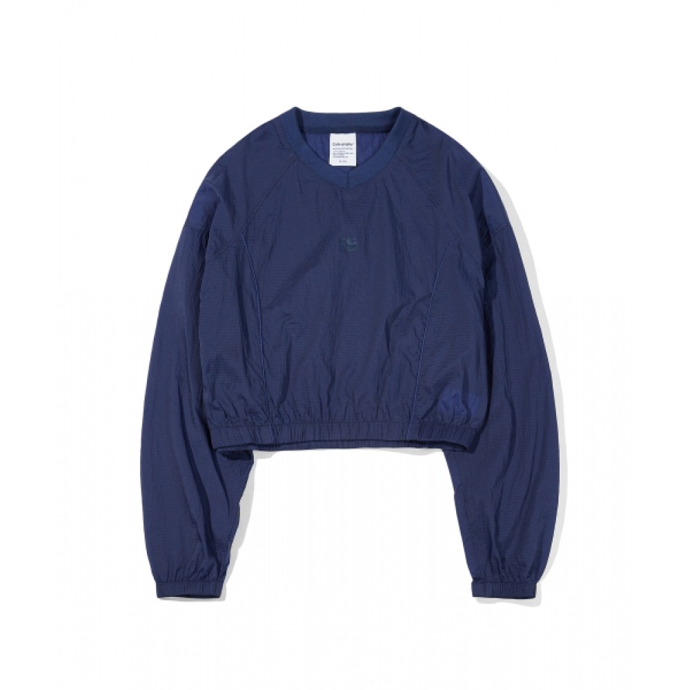CODEGRAPHY WAVE ロゴ シンボル クロップ ワッフル トレーナー_ネイビー