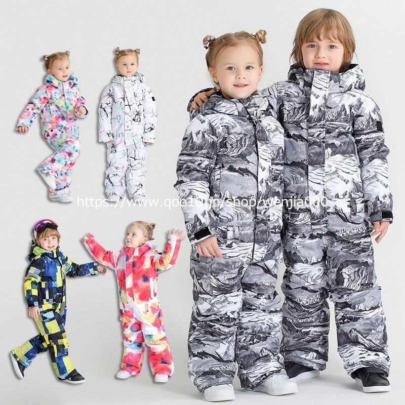スキーウェアキッズつなぎワンピースオールインワンスノーボードウェアベビー男の子女の子子子どもこども雪遊びスキー耐水度5000mm