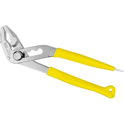 他サイト： ツノダ ドライバー付き ウォーターポンププライヤー 150mm WP-150D 電設工事 コンパクト 4段階口開き調整 非対称掴み歯 水道修理 止水栓開閉の商品画像