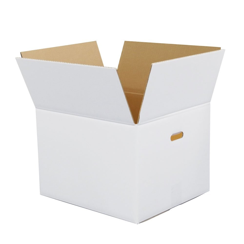 ボックスバンク ダンボール（段ボール箱）100サイズ 白（取っ手穴付）30枚セット 引越し・収納 白ダンボール FW06-0030-b2