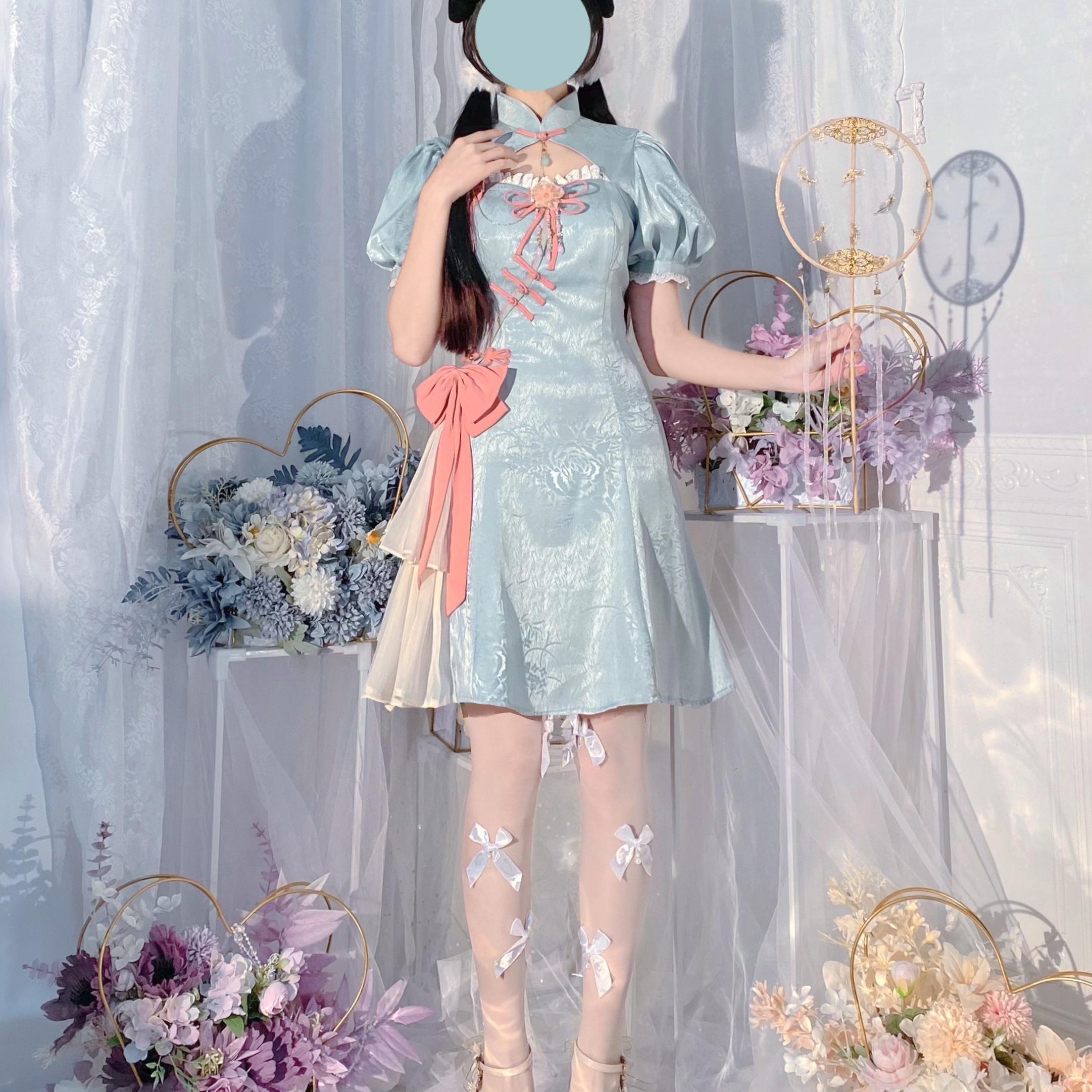 ロリータ コスプレ 新作 チャイナドレス アカデミック 日常 スカート ティーブレイクドレス