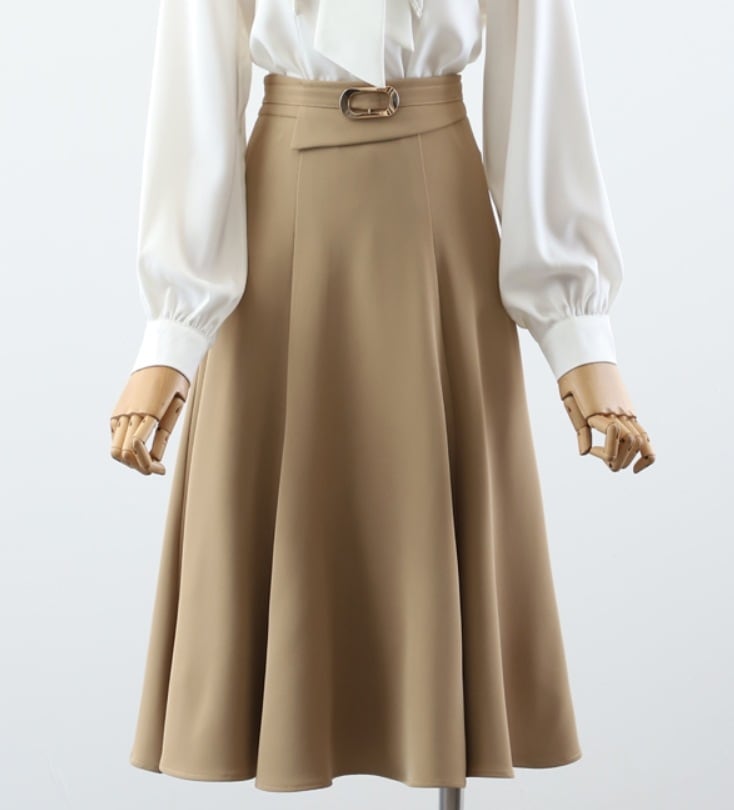 スカート デート モテアイテム ミモレ丈 ウエストリボン ハイウエスト 可愛い きれいめ 上品 おしゃれ かっこいい 可愛い ラブリー キュート ガーリー クール モード系 セクシー