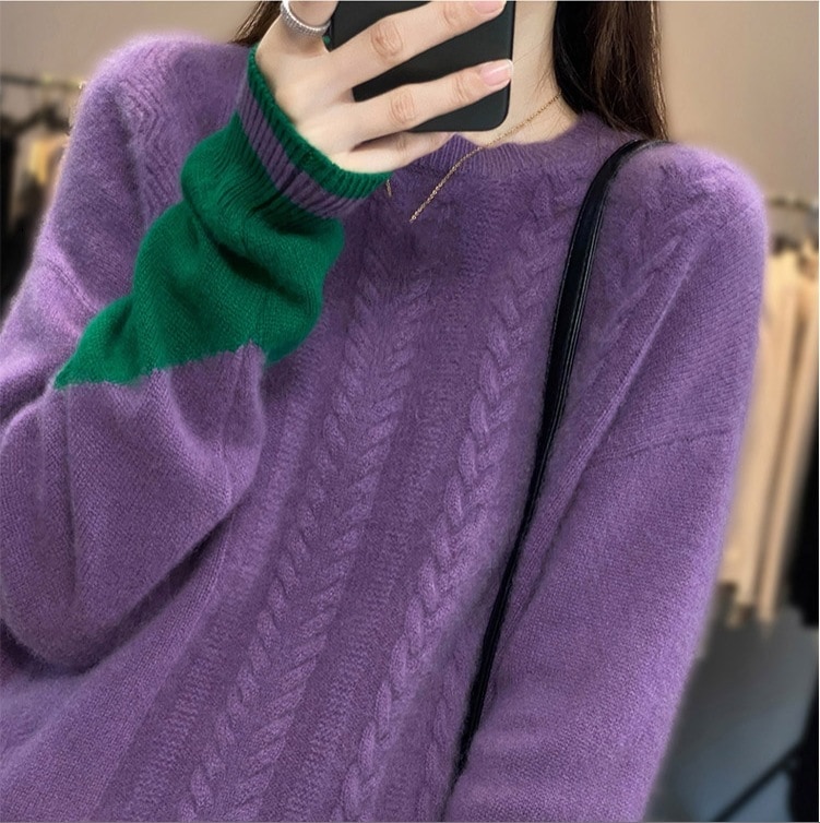 カジュアルニットセーター 長袖セーター 原色カラートップス 個性的セーター トップス ニットソー セーター プルオーバー ロング丈 袖あり 長袖 Uネック ラウンドネック ワイド Iライン スマート