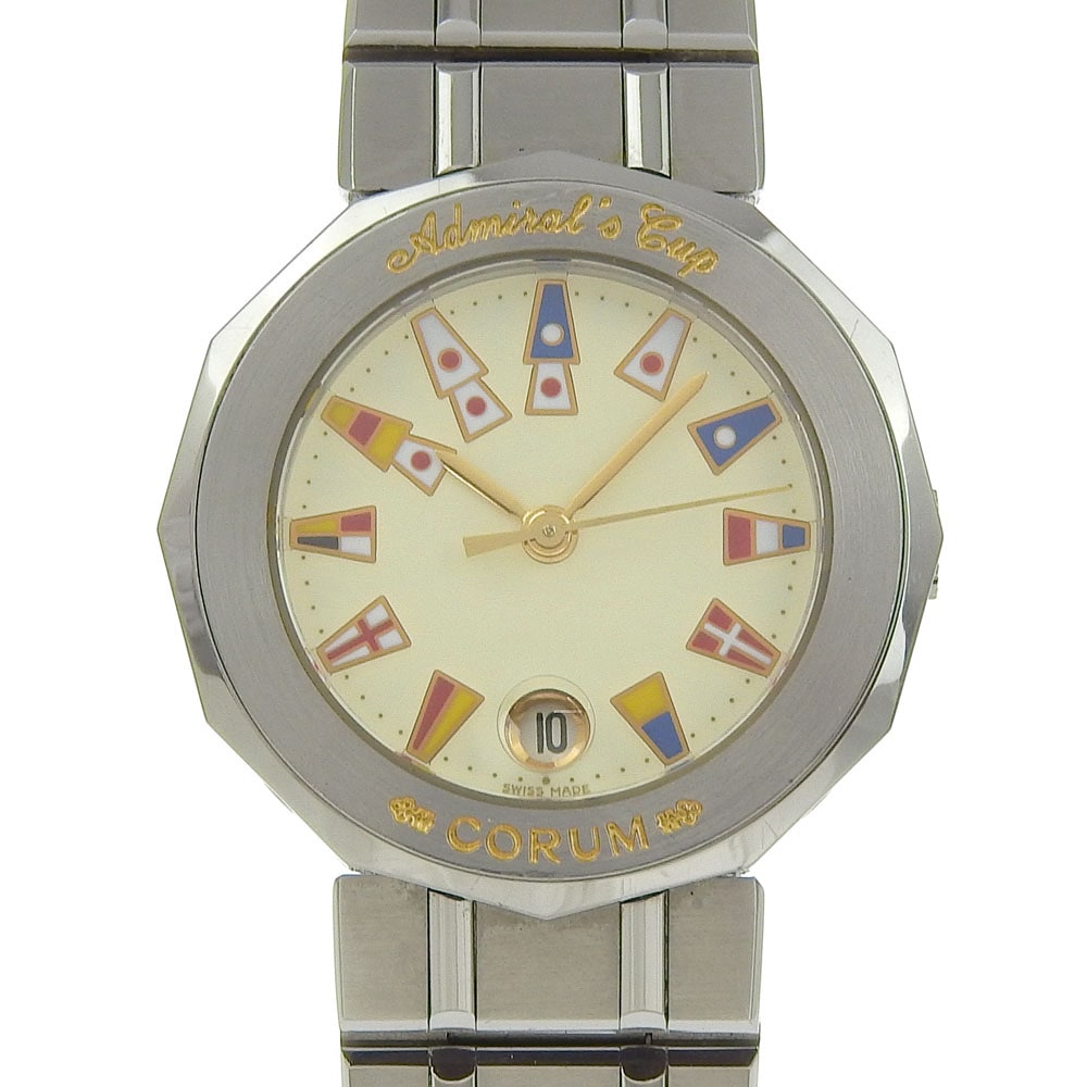 CORUM コルム アドミラルズカップ 39.610.20 V-50 腕時計 ステンレススチール クオーツ アナログ表示 レディース ホワイト文字盤 中古品 A-ランク