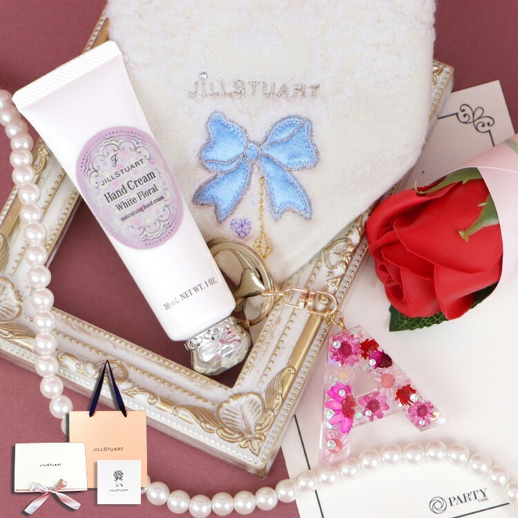 ジルスチュアート タオルハンカチ＆ハンドクリーム＆アルファベットキーリング ギフトセット キーホルダー イニシャル バッグチャーム ギフト 女性 プレゼント