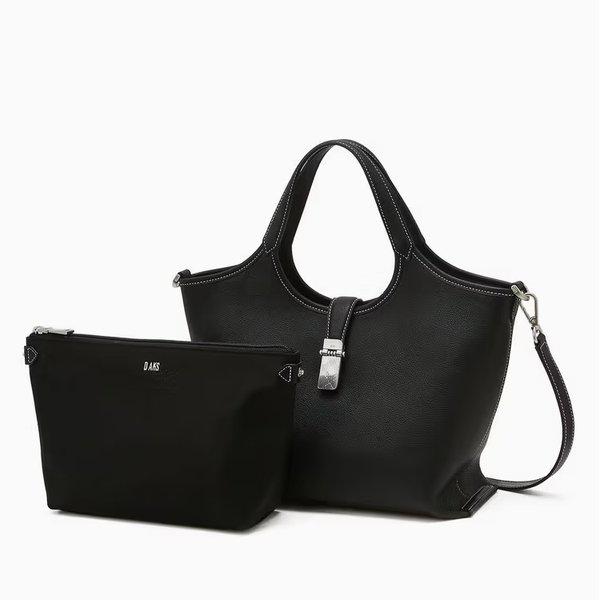 [CLA] ブラック牛革チェック装飾ポイントトートバッグM DCBA6E162BK_s