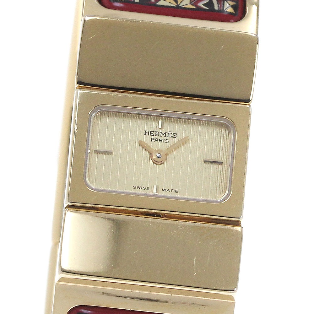 エルメス HERMES L01.201 ロケ 七宝焼 クォーツ レディース 内箱付き_866908【中古】