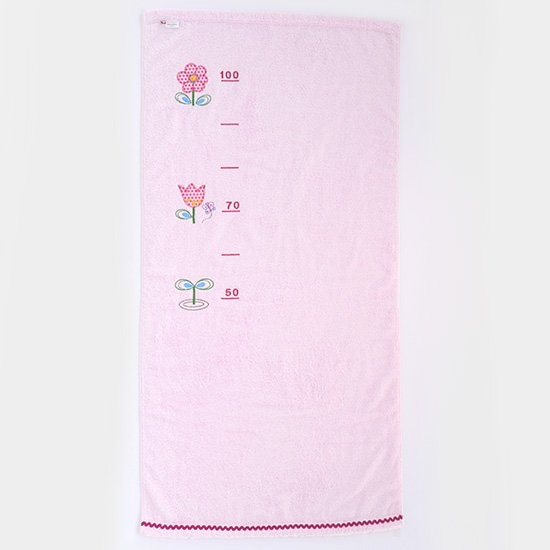 【新品】今治タオル 身長が測れるタオル バスタオル 5種カラー 綿100% 日本製今治産 ピンク(お花)