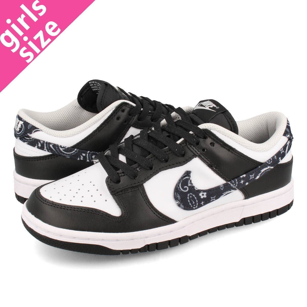 WMNS DUNK LOW WHITE/BLACK/WHITE/BLACK 【PAISLEY】