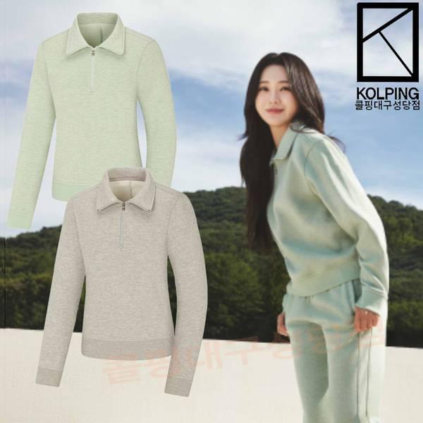 冬の女性ダイマルの素材ジップアップカラー型TシャツKVT4583Wシアンヌ